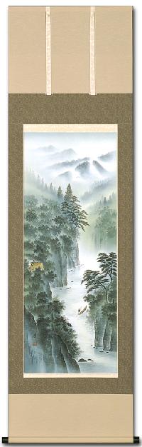 渓谷山水（彩色山水） 藤森 厚「尺五立」【全品送料無料】！ 山水画