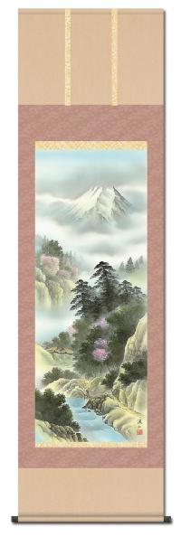 万山乱花（春） 伊藤渓山 尺五 【大特価】！ 山水画 - 掛け軸（掛軸
