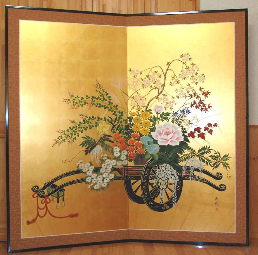 金屏風 日本画金屏風の製造/通信販売(通販) 御子柴屏風店