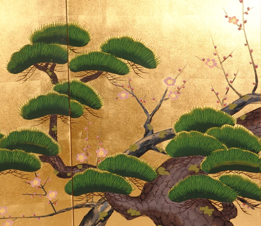 金屏風 日本画金屏風の製造/通信販売(通販) 御子柴屏風店