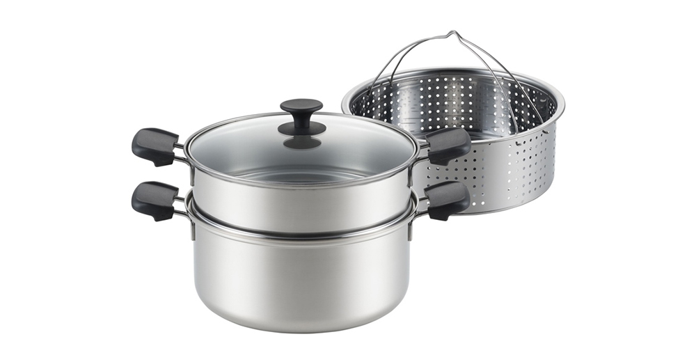 ステンレス二段蒸し器25cm(カゴ付) - Naji・La・Rocca - NJT-25MK