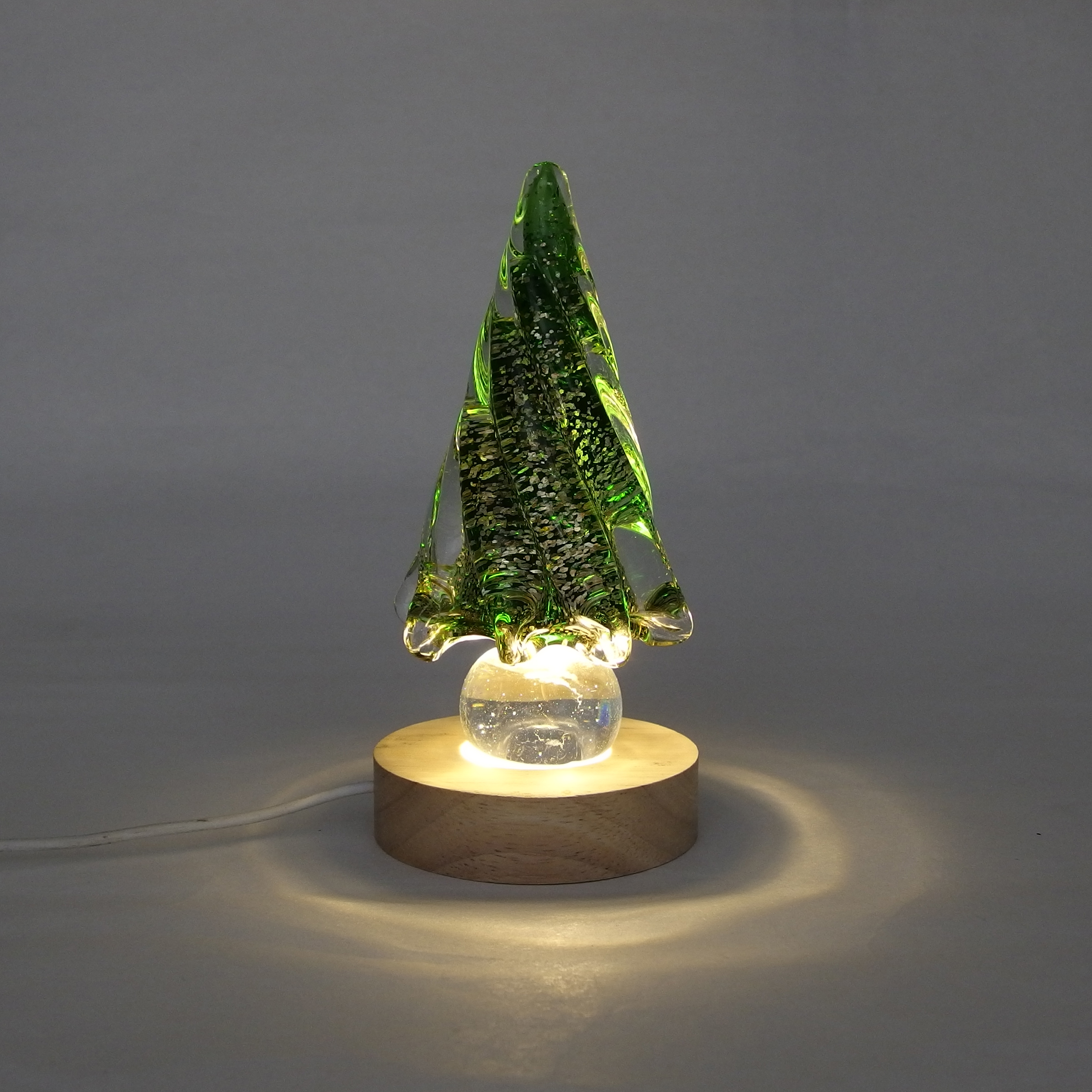 KEY STONE / ガラスアートペーパーウェイト ツリー スパイラル グリーン