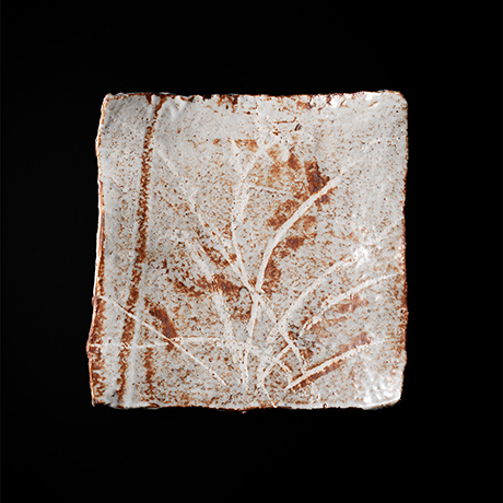 No.41 赤志野草文四方平鉢 / Square plate with glass design, Aka