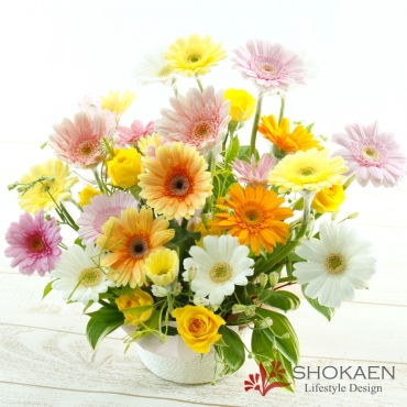 お取り寄せ オリジナルフラワー 【アレンジ864】ガーベラMIX