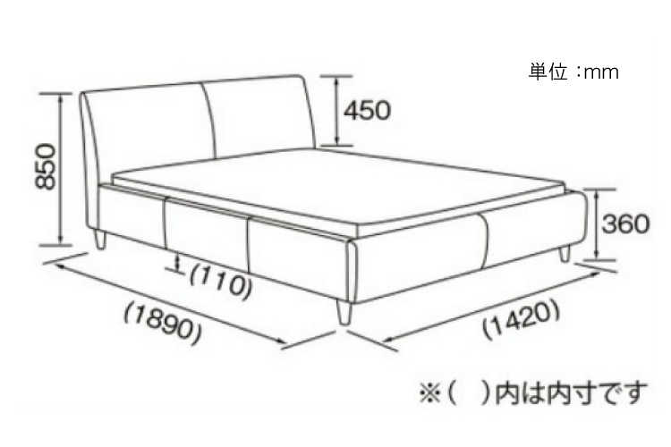 BE-2984 ウッドスプリング採用・ファブリック張りヘッドボードダブルベッド
