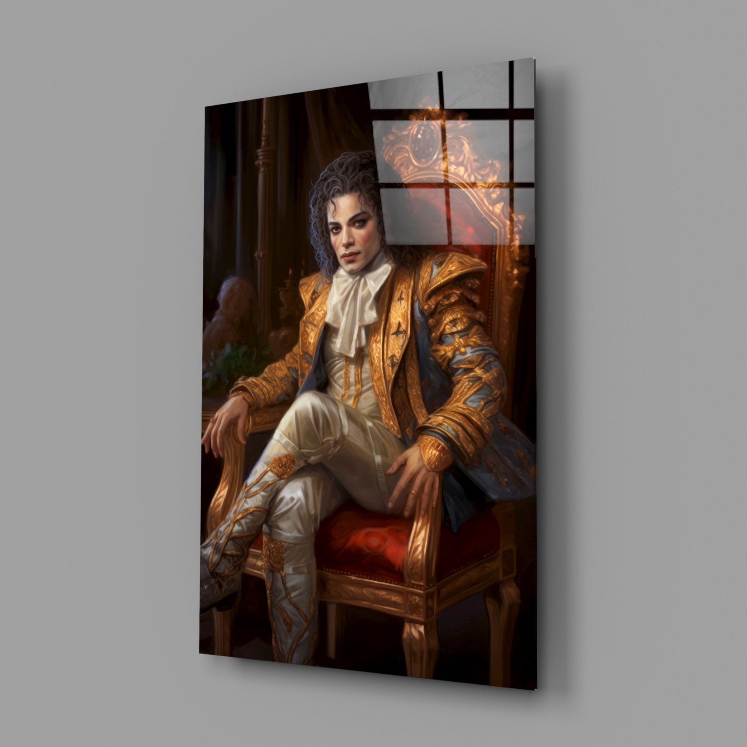 Michael Jackson in the Throne Glass Wall Art || Designer's