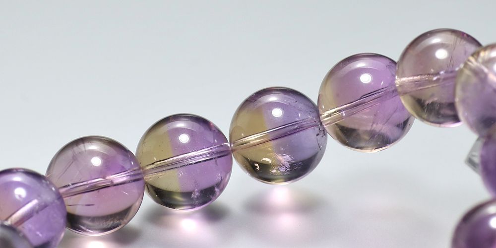 高品質]アメトリンブレスレット/イエロー＆パープルバイカラー（約14mm