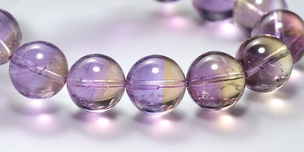 高品質]アメトリンブレスレット/イエロー＆パープルバイカラー（約14mm