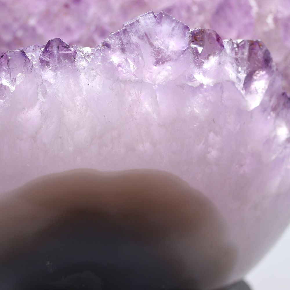 高品質]ブラジル産ラベンダーアメジストジオード/ゲーサイト混（球体