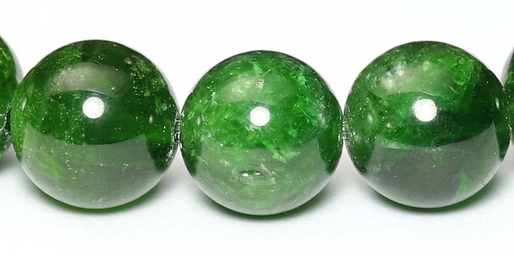 高品質+]クロムダイオプサイトブレスレット/透輝石（約7.5mm玉