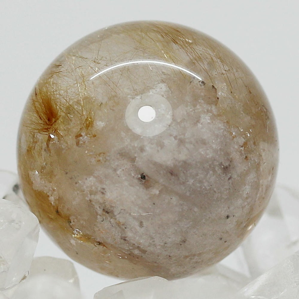 高品質]ブラジル産ガーデンクォーツ丸玉/庭園水晶スフィア（直径23.0mm