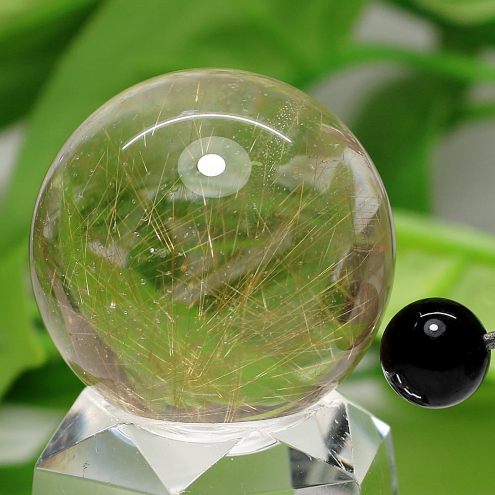 高品質]インド/マニハール産ヒマラヤ水晶丸玉/ルチルクォーツスフィア