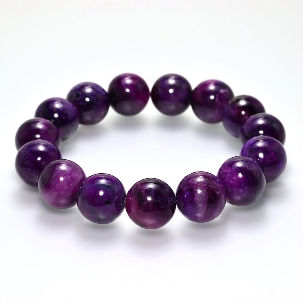 希少・高品質++]パープルスギライトブレスレット（約15mm大玉・鑑別書