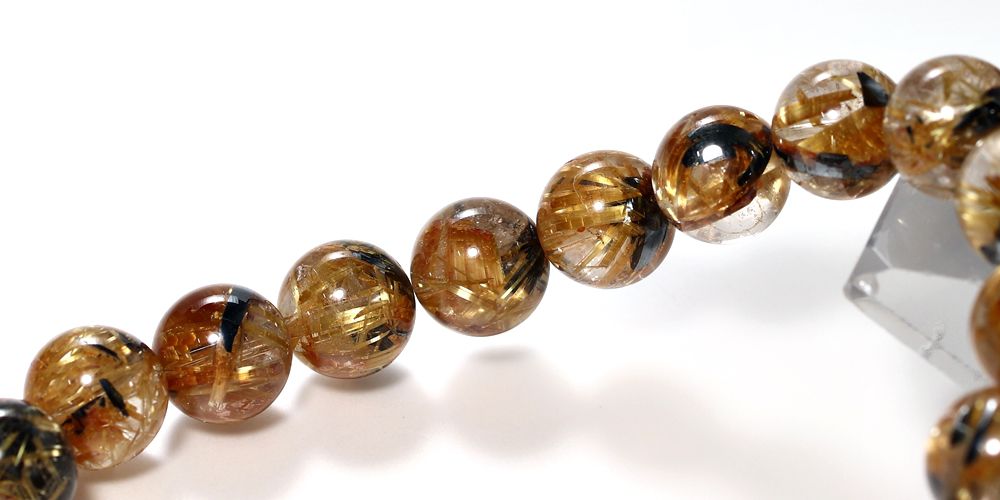 高品質++]太陽放射ルチルクォーツブレスレット（約9.5mm玉） - 埼玉県