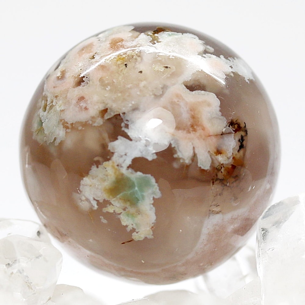 天然無着色]マダガスカル産チェリーブロッサムアゲートスフィア/桜瑪瑙