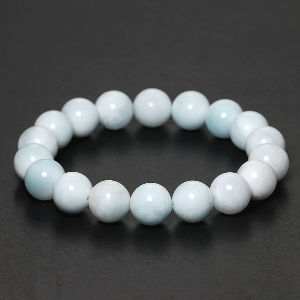 高品質]ホワイトアイスラリマーブレスレット（約11mm玉） - 埼玉県吉川