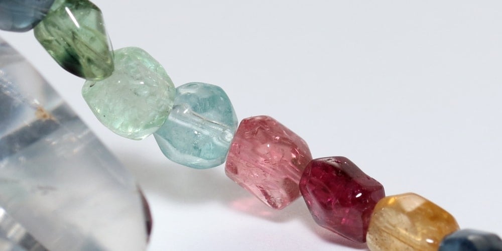 トップクォリティ]マルチカラートルマリンタンブルブレスレット（約9mm