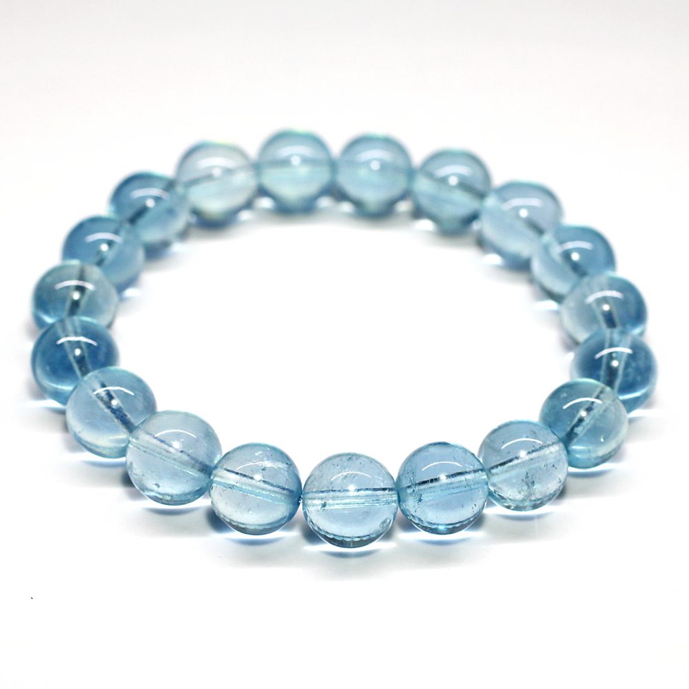 高品質++]アクアマリンブレスレット（約9.5mm玉） - 埼玉県吉川市の