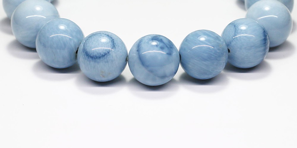 高品質]マダガスカル産ブルーオパールブレスレット（約14mm玉） - 埼玉