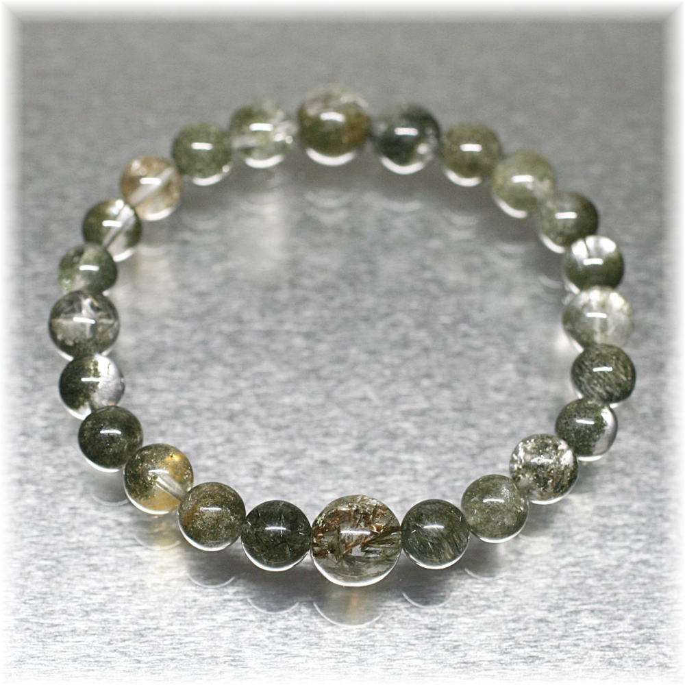 ガネッシュヒマール産]ヒマラヤ水晶特選ブレスレット（クローライト