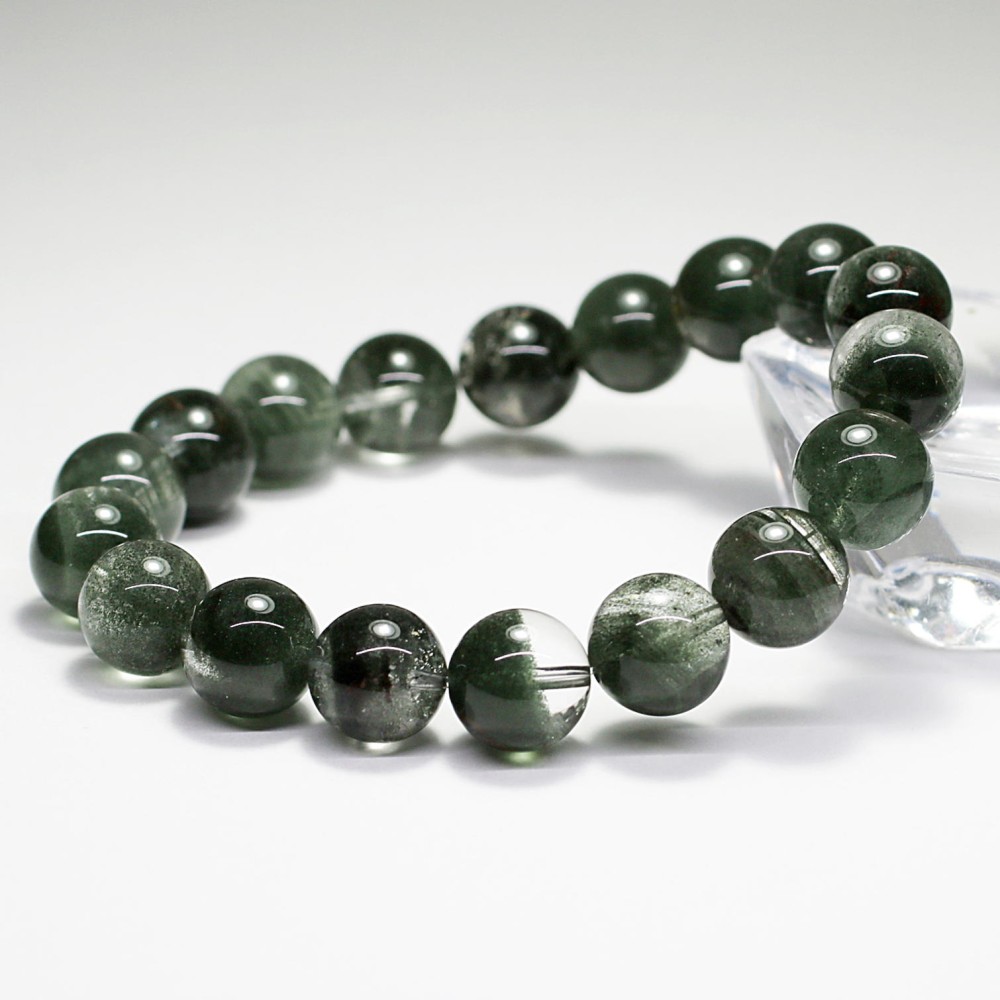 高品質++]グリーンガーデンクォーツブレスレット/層状ファントム