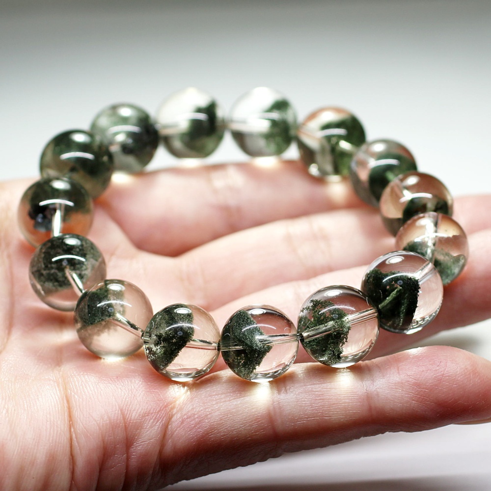 プレミアム]ブラジル産グリーンファントムクォーツブレスレット（約