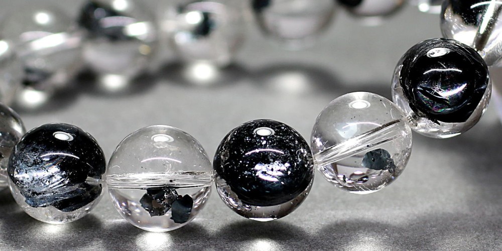 高品質++] ヘマタイトインクォーツブレスレット/板状結晶（約12.5mm玉