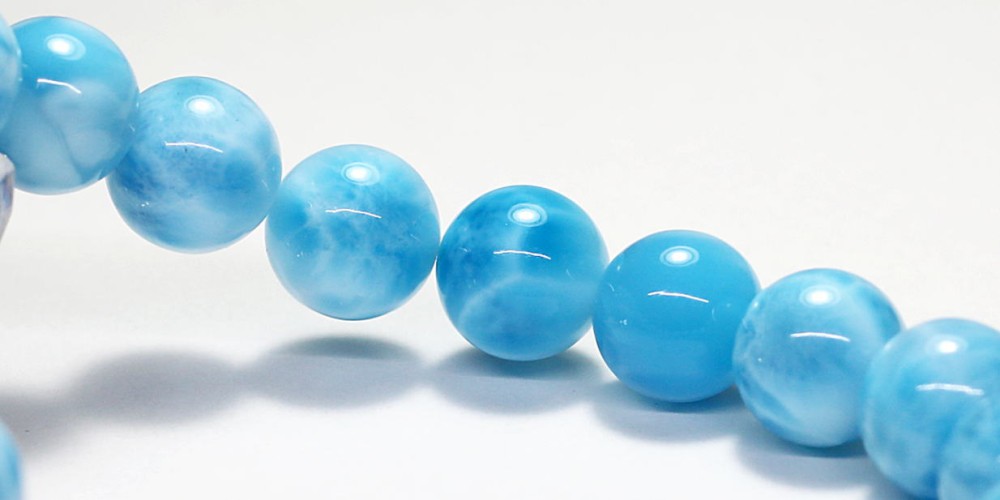 最高品質]宝石質ラリマーブレスレット（約10mm玉・オールブルー