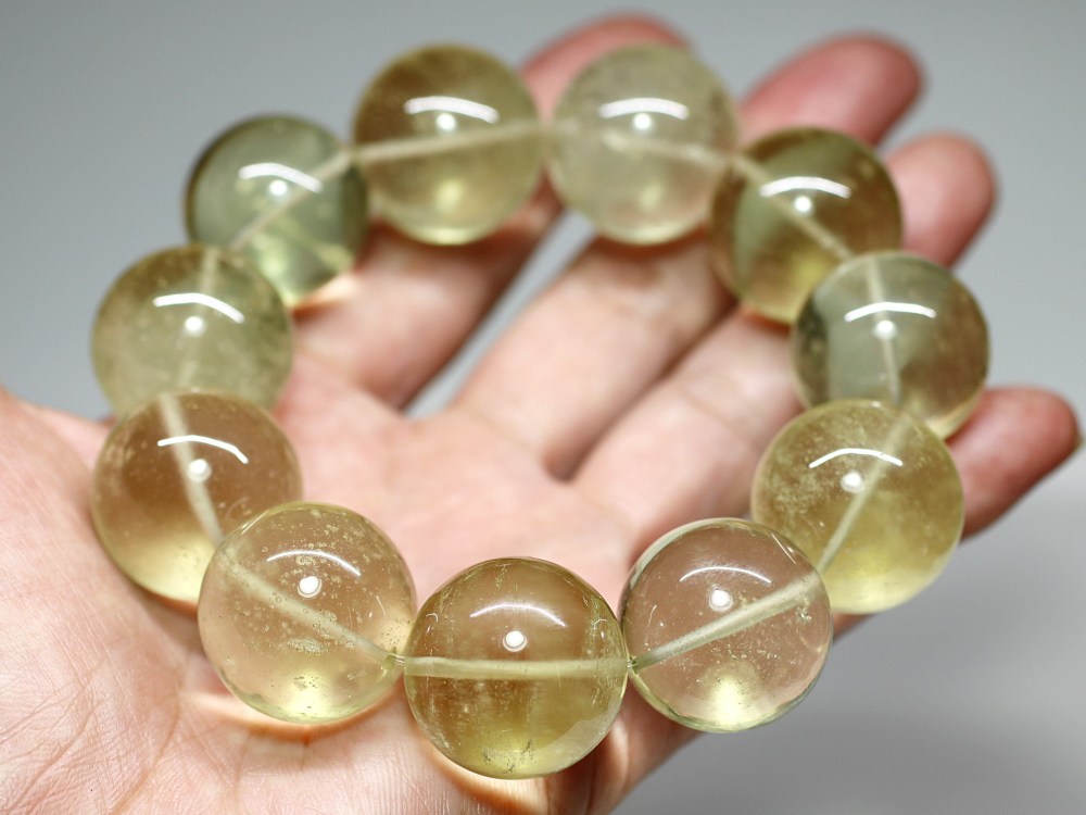 価格改定】[プレミアム]天然リビアングラスブレスレット（約24mm超大玉