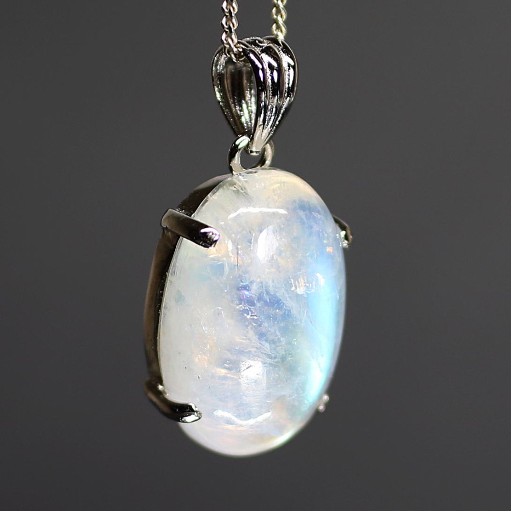高品質]レインボームーンストーンペンダントトップ（シルバー925