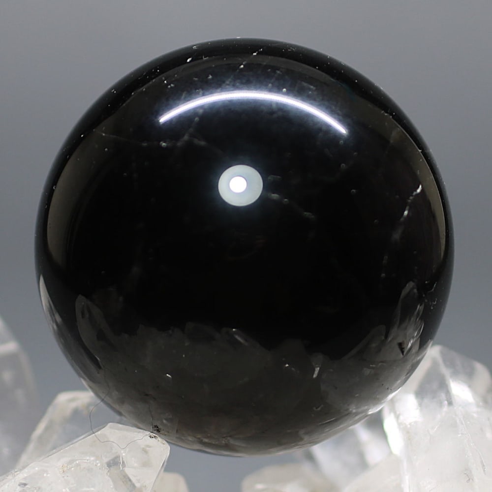 山東省産スターモリオン丸玉/天然黒水晶スフィア（直径40.3mm） - 埼玉