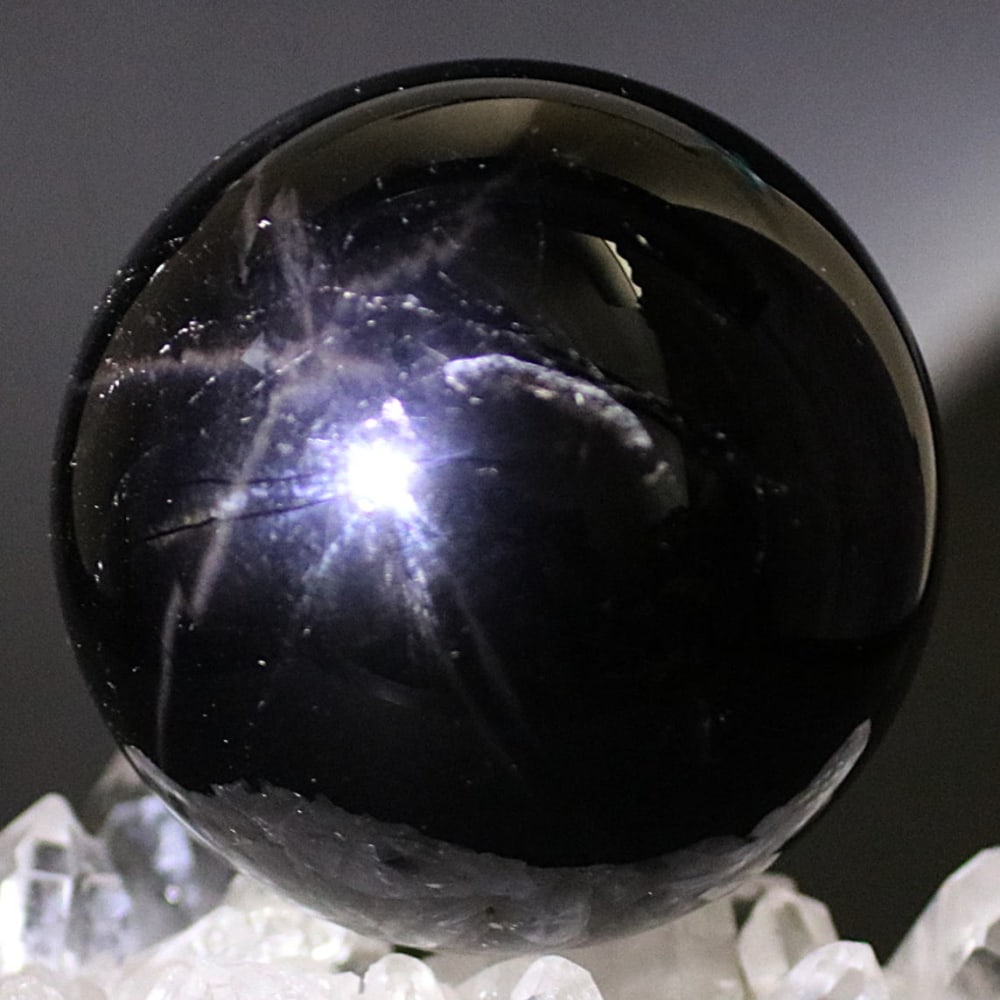 高品質]山東省産スターモリオン丸玉/天然黒水晶スフィア（球体直径80.1