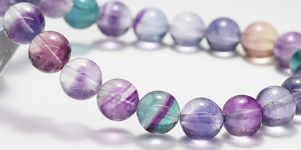 高品質+]ミックスカラーフローライトブレスレット（約9mm玉・微かに