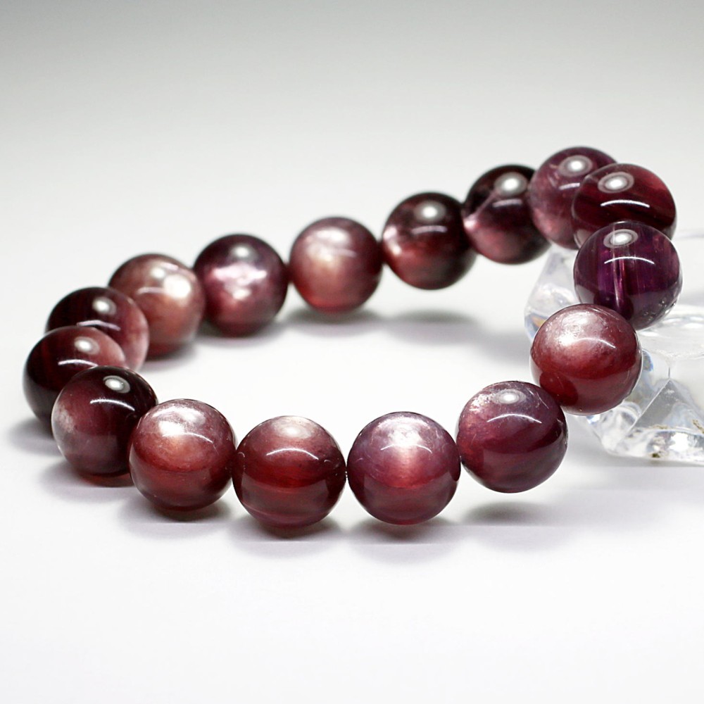 トップクォリティ]パープルレッドマイカブレスレット（約13.5mm玉
