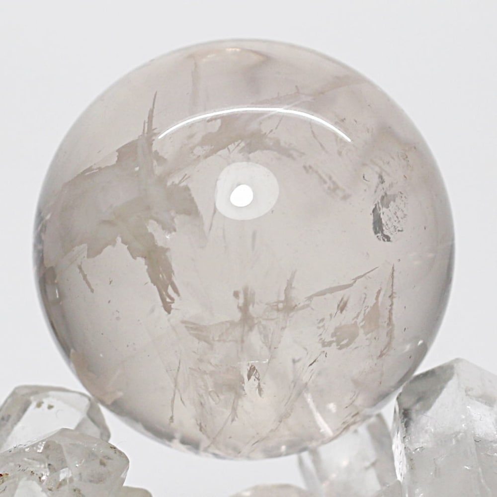 高品質]セリサイトインスターローズクォーツ丸玉/淡いピンクローズ