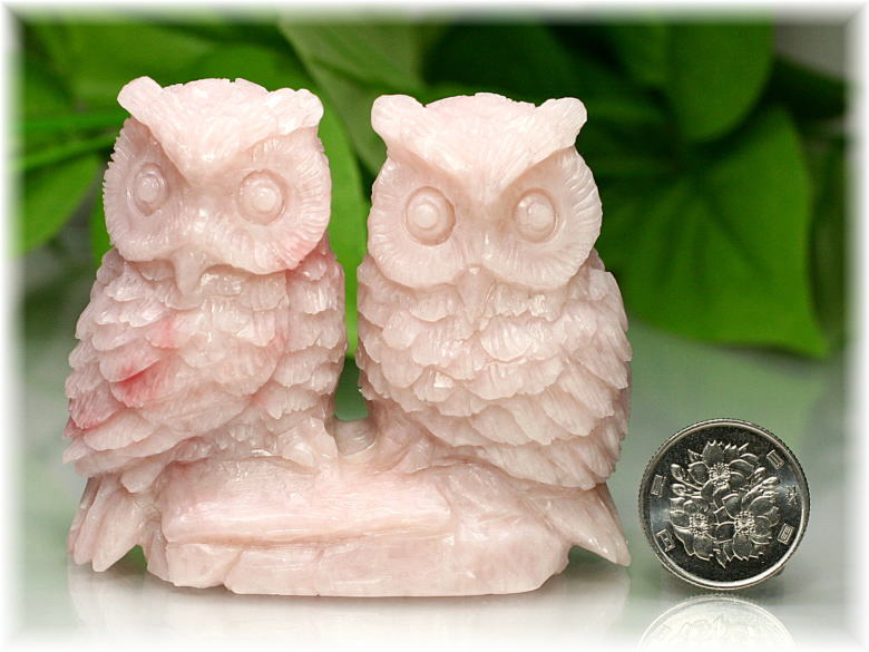 高品質]ピンクタルク彫刻フクロウ（置物） - 埼玉県吉川市の天然石専門