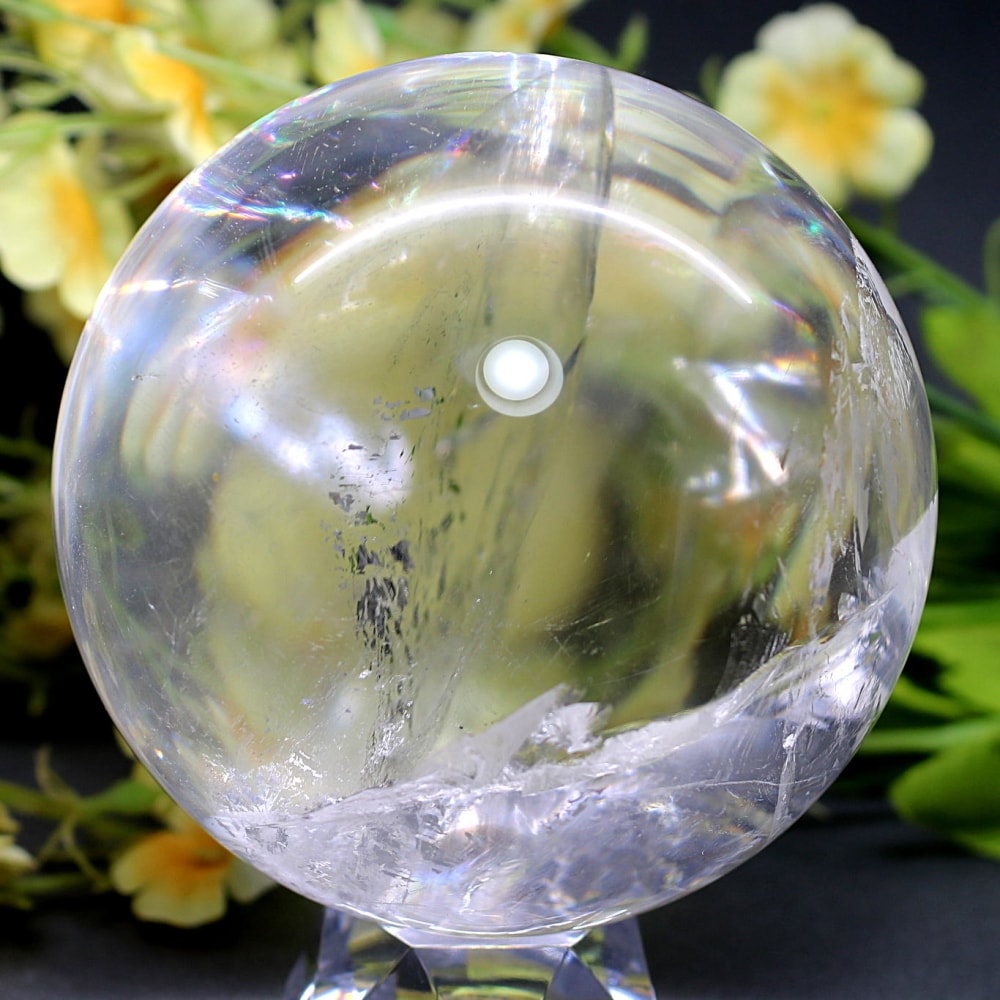 ブラジル産]レインボー水晶玉/アイリスクォーツスフィア（丸玉直径約
