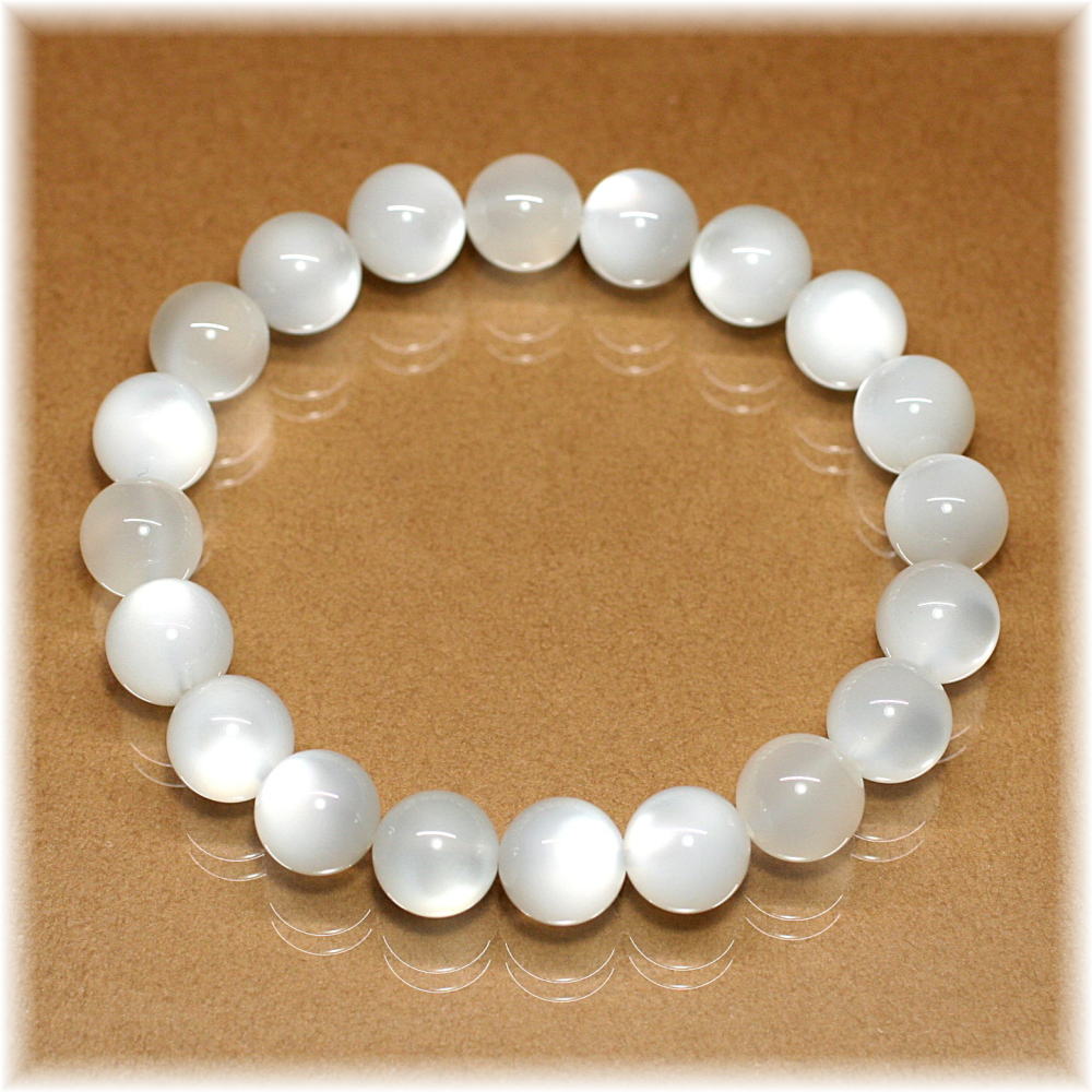 高品質]ホワイトムーンストーンブレスレット（約10mm玉） - 埼玉県吉川