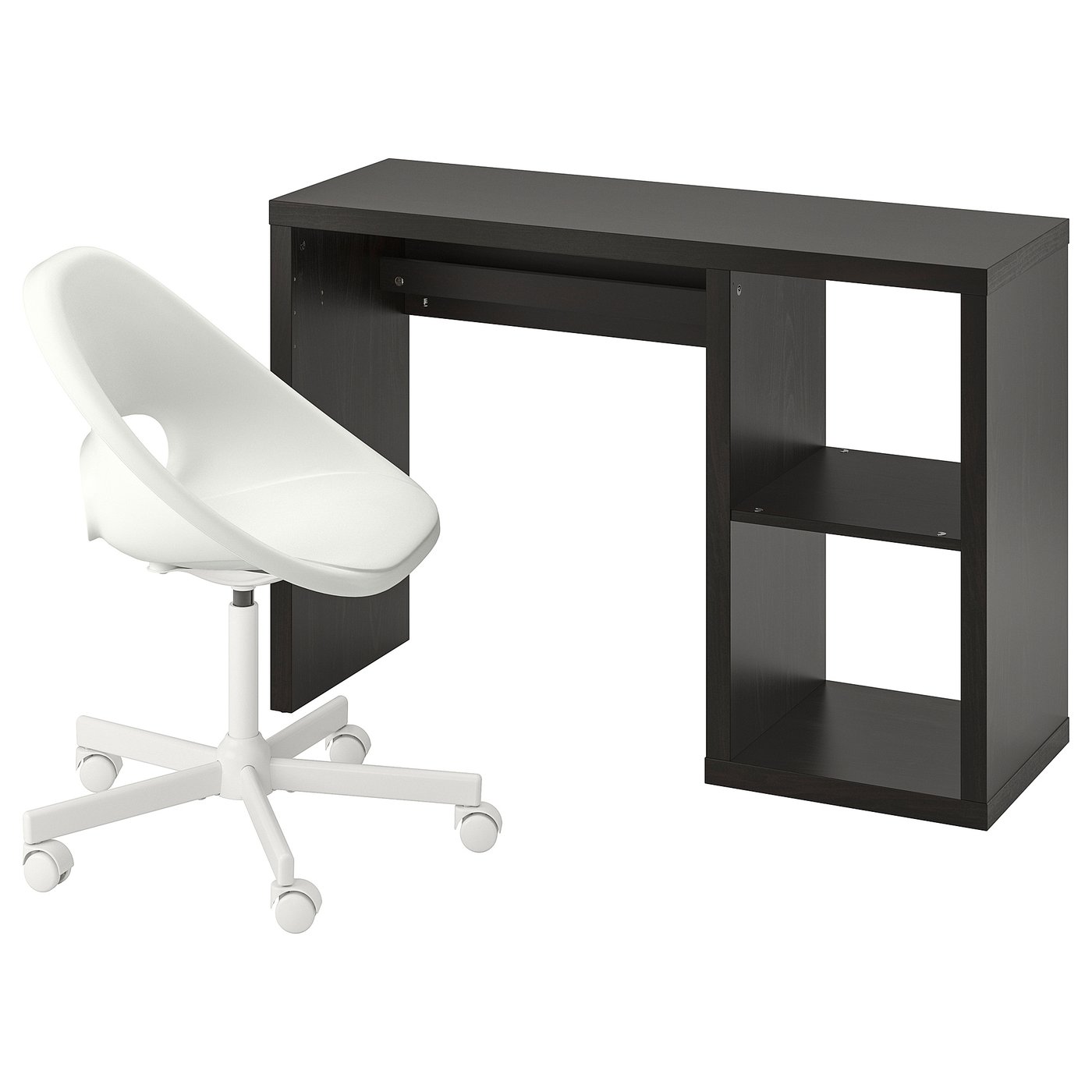 KALLAX / LOBERGET desk and chair, black-brown/white - IKEA