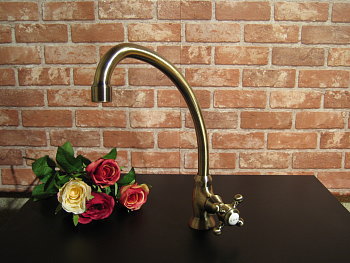 1PCVA クロスフォーセットCH（アンティークブラス）｜蛇口堂