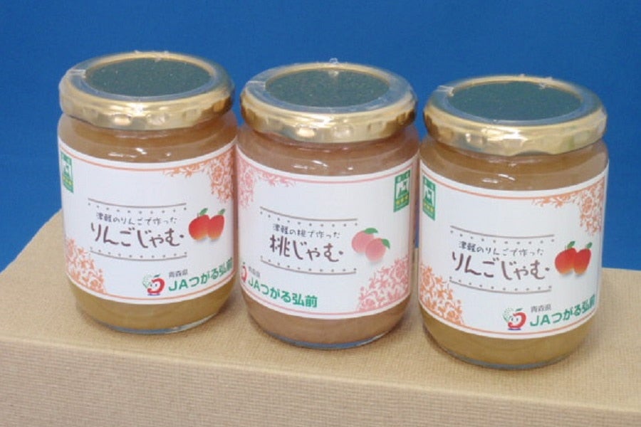 津軽のじゃむセット 3本入り (りんごじゃむ260g×2本・桃じゃむ260g×1