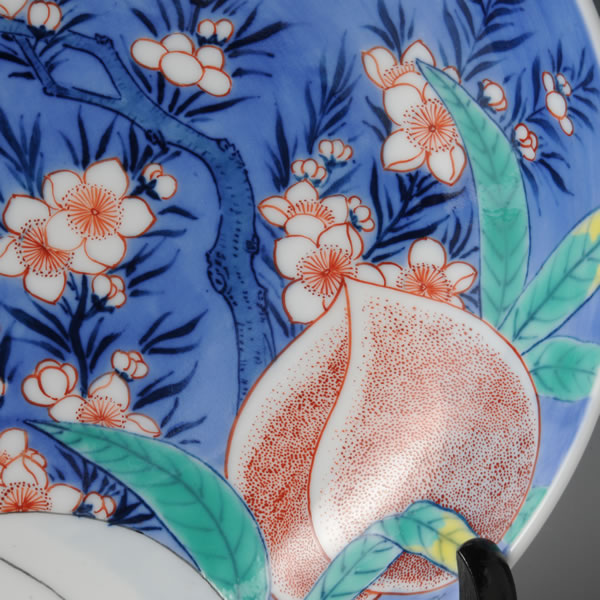 Japan Pottery Net / 色鍋島桃文七寸高台皿