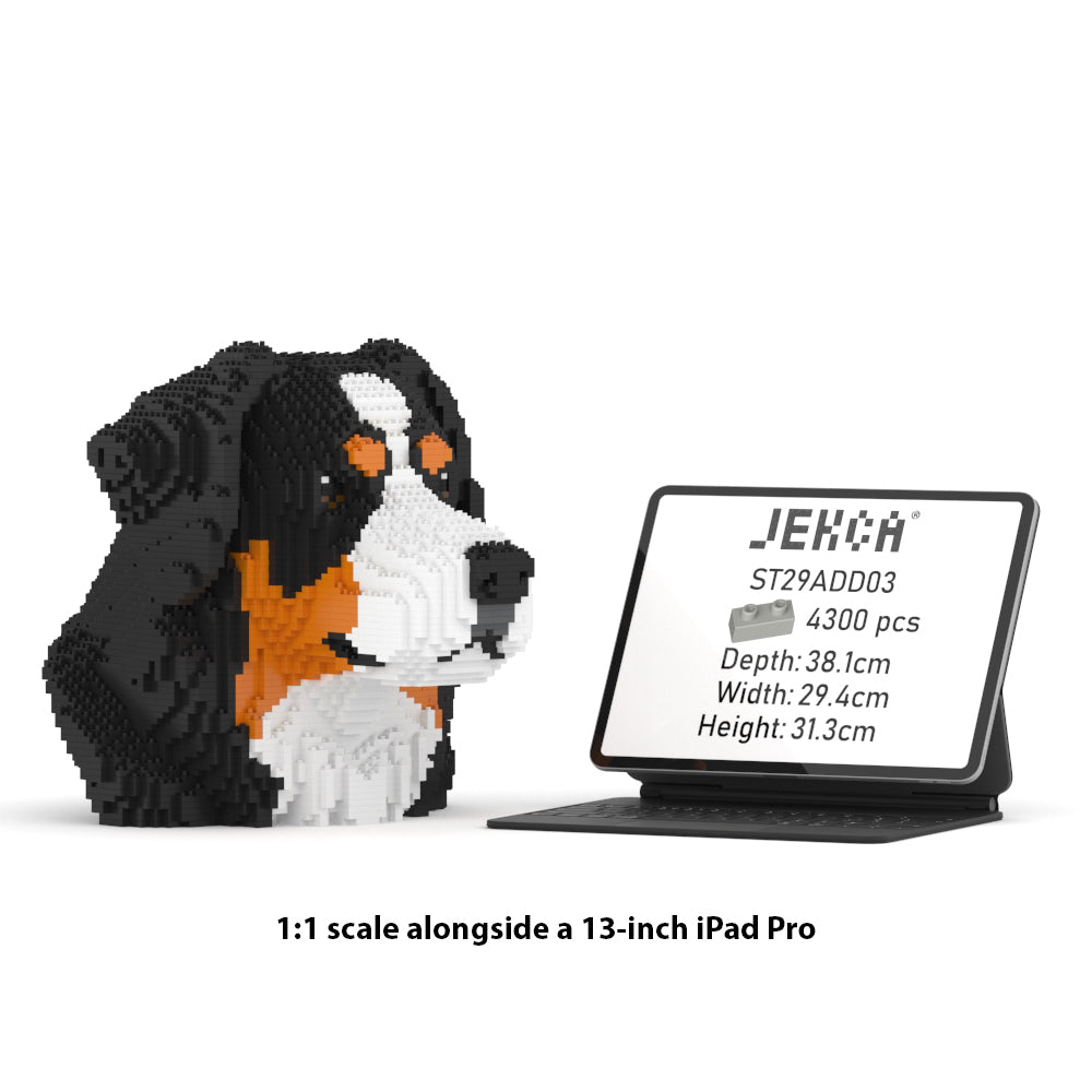 Bernese Mountain Dog Bust 01S - JEKCA | Plastic Building Blocks