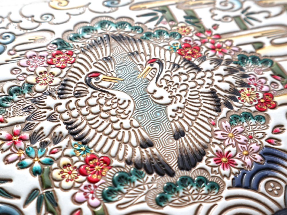 完売【予約限定】むかい鶴 がま口長財布 (絢爛柄)［t］