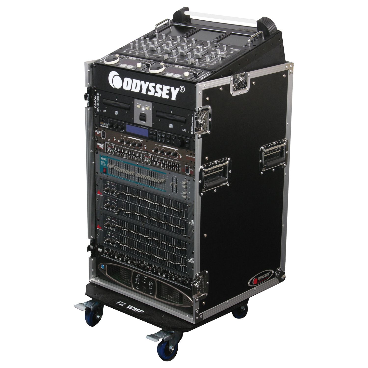 10U Top Slanted 16U Vertical Pro Combo Rack with Wheels - Odyssey