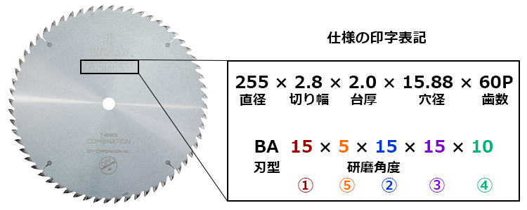 SawStop用超硬チップソー コンビネーション 60枚刃 255 x 2.8 x 2.0 x