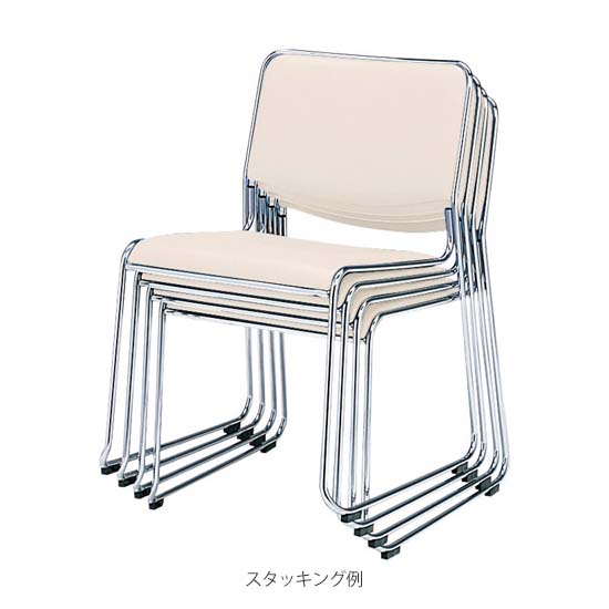 MK-480-WH 弘益 マッキンリースタッキングチェア 合成皮革 ホワイトの