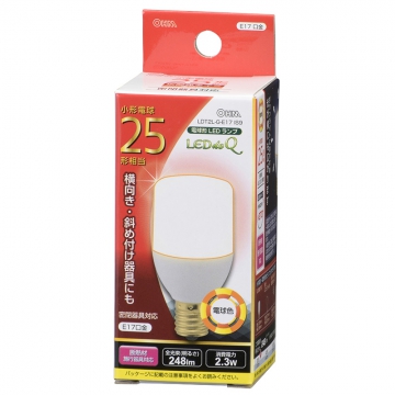 LED電球 T形 E17 25形相当 電球色 [品番]06-0297｜株式会社オーム電機