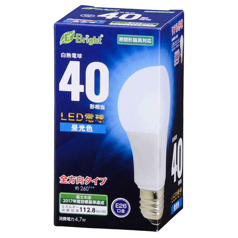 LED電球 E26 40形相当 昼光色 [品番]06-0686｜株式会社オーム電機