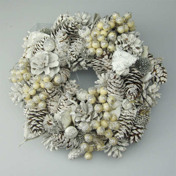 クリスマスリース・ホワイト/キラキラのラメ入り☆Gift deお花屋さん